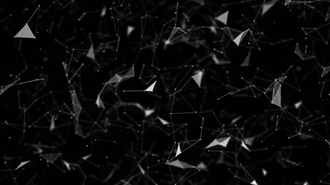 The field of interacting particles. Depth of field. Camera fits and moves away Video stock 96984433