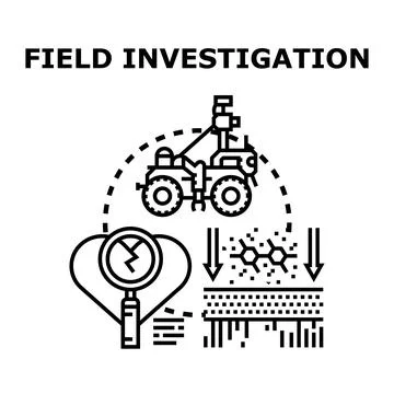 Field investigation exploring scientific data analysis and research Stock Illustration