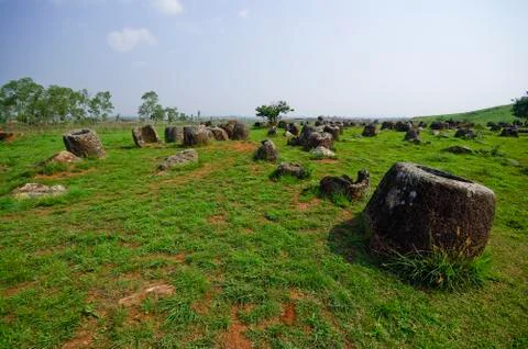 Field of jars in phonsavan, laos Stock Photos