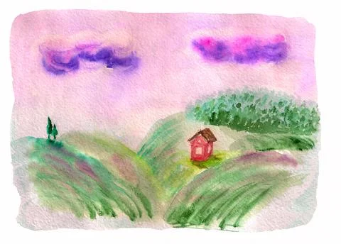 Field landscape with hills Stock Illustration