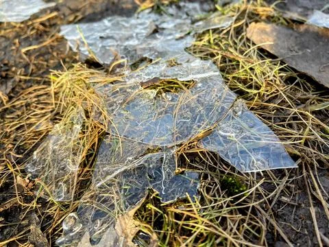 A field landscape in springtime with thin ice Stock Photos