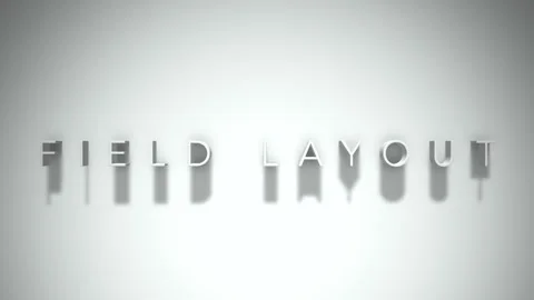 Field layout 3D title animation white text on a white background Stock Footage 299380038