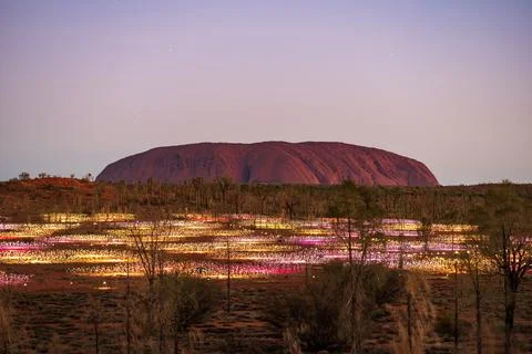 Field of Light at Uluru Stock Photos