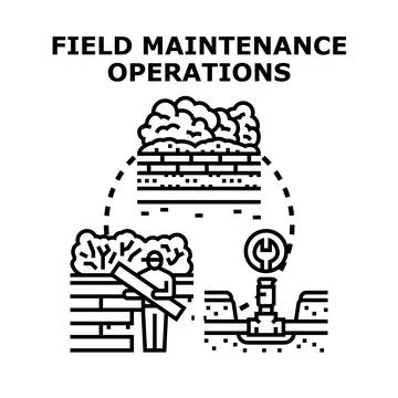 Field maintenance operations supporting infrastructure and landscaping work Stock Illustration