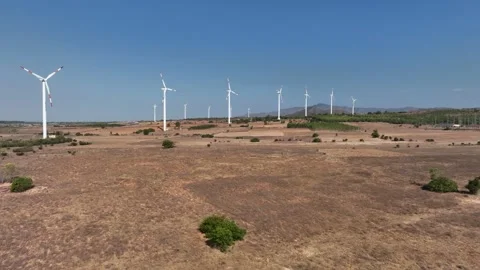 Field with many wind turbines Stock Footage 239074273