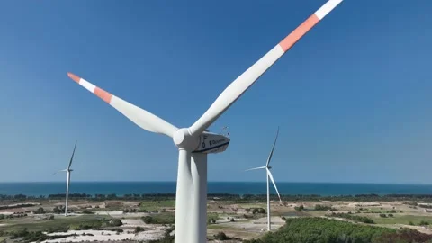 Field with many wind turbines Stock Footage 239074508
