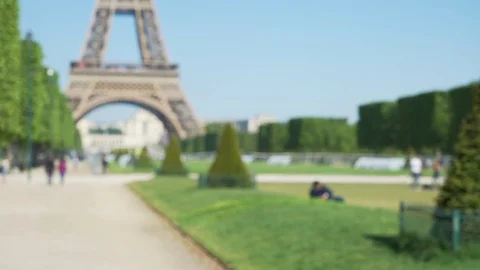 The Field of Mars park in front of the Eiffel Tower in Paris 库存影片 90026851