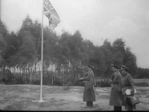 Field Marshal Bernard Montgomery accepts the unconditional surrender of Nazi Stock Footage 75412422