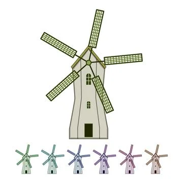 Field mill farm cartoon vector graphic Stock Illustration