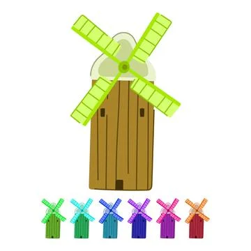 Field mill farm vector cartoon graphic Stock Illustration