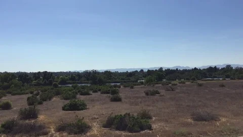 Field with Mountains in Distance Stock Footage 75593040