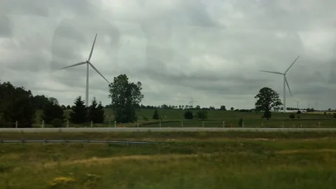 Field next to a highway 1 Stock Footage 92054561