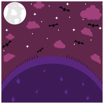 Field On Night Background Stock Illustration