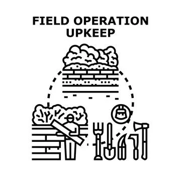 Field operation upkeep concept with landscape maintenance work Stock Illustration