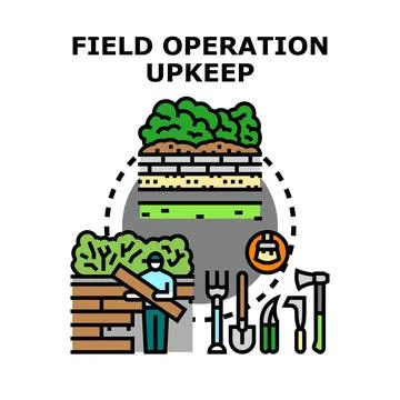 Field operation upkeep concept with landscape maintenance work Stock Illustration