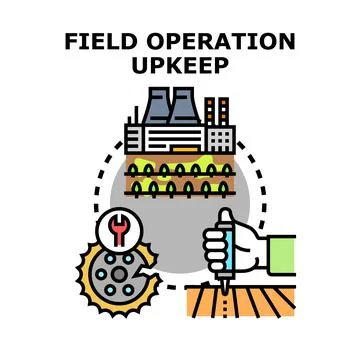 Field operation upkeep, maintenance, and precision agriculture Stock Illustration