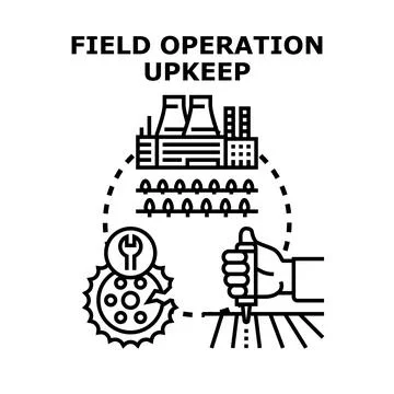 Field operation upkeep, maintenance, and precision agriculture Stock Illustration