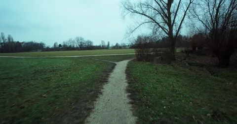 Field path cloudy steadyshot Stock Footage 83544901