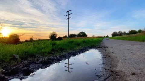 Field Path Sunset Stock Footage 304133581