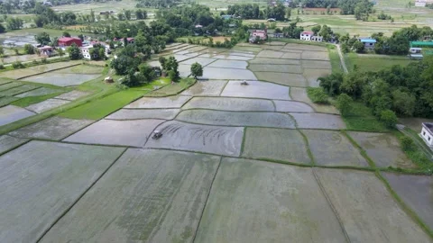 Field plowing by Tractors,. Panoramic view of the fields ready to plowing field Stock Footage 156965194