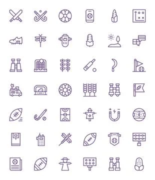 Field Professional Vector Set with 42 Regular Line Display Perfect 256x256 .. Stock Illustration