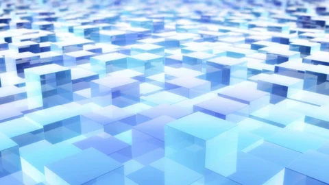 Field of Reflective Abstract Ice Cubes Floating Up and Down Stock Footage 128362952