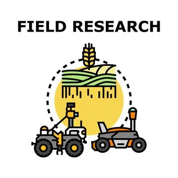 Field research concept using autonomous agriculture robots Stock Illustration