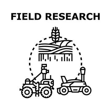 Field research concept using autonomous agriculture robots Stock Illustration