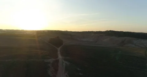 Field road and sand pit, aerial shot Stock Footage 86048182