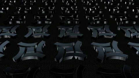 Field of Rotating Black Figures, 3D Render, Reflection, Exclusive, Background Stock Footage 268645763