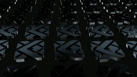 Field of Rotating Black Figures, 3D Render, Exclusive, Background, Reflection Stock Footage 268645769