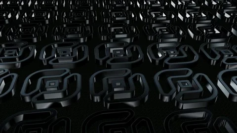 Field of Rotating Black Figures, Background, Exclusive, Reflection, 3D Render Stock Footage 268644742