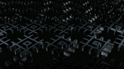 Field of Rotating Black Figures, Background, Exclusive, 3D Render, Reflection Stock Footage 268644749