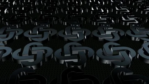 Field of Rotating Black Figures, Background, 3D Render, Exclusive, Reflection Stock Footage 268644825