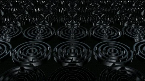 Field of Rotating Black Figures, Exclusive, Background, Reflection, 3D Render Stock Footage 268644975