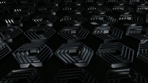Field of Rotating Black Figures, Exclusive, Background, 3D Render, Reflection Stock Footage 268644992