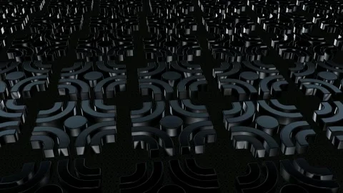 Field of Rotating Black Figures, Exclusive, Reflection, Background, 3D Render Stock Footage 268645003