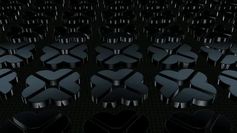 Field of Rotating Black Figures, Exclusive, Reflection, 3D Render, Background Stock Footage 268645029