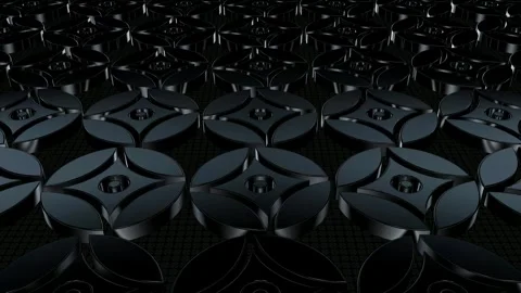 Field of Rotating Black Figures, Exclusive, 3D Render, Reflection, Background Stock Footage 268645045