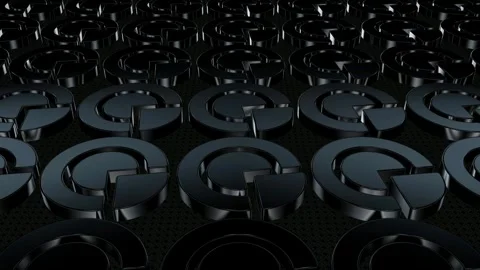 Field of Rotating Black Figures, Reflection, Background, Exclusive, 3D Render Stock Footage 268644831