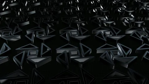 Field of Rotating Black Figures, Reflection, Background, 3D Render, Exclusive Stock Footage 268644838