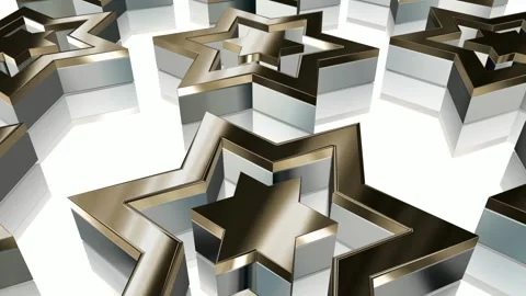 Field of Rotating Figures, Background, Reflection, Shape, 3D Render, Exclusive Stock Footage 268615874