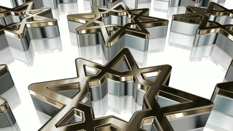 Field of Rotating Figures, Background, Reflection, 3D Render, Exclusive, Shape Stock Footage 268615944