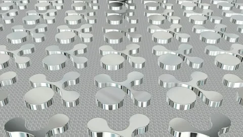 Field of Rotating White Figures, 3D Render, Reflection, Background, Exclusive Stock Footage 268707936