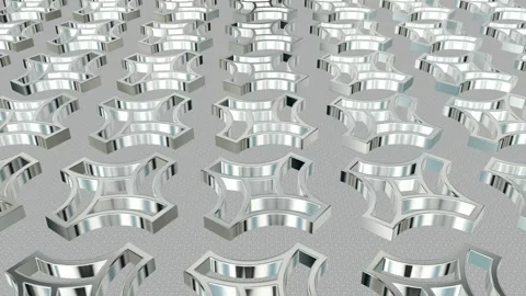 Field of Rotating White Figures, 3D Render, Exclusive, Reflection, Background Stock Footage 268707986
