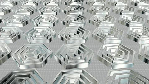 Field of Rotating White Figures, Background, Exclusive, Reflection, 3D Render Stock Footage 268707556