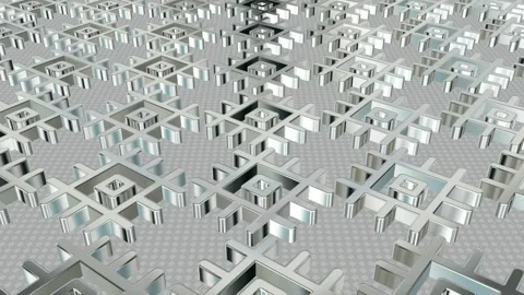 Field of Rotating White Figures, Background, Exclusive, 3D Render, Reflection Stock Footage 268707557