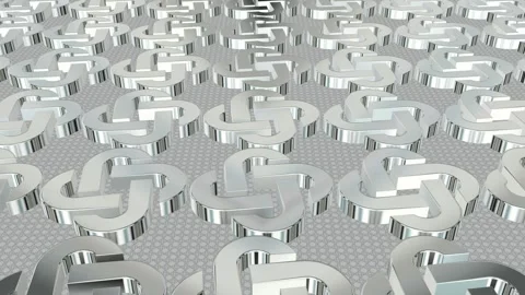 Field of Rotating White Figures, Background, 3D Render, Exclusive, Reflection Stock Footage 268707614