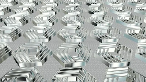 Field of Rotating White Figures, Exclusive, Background, Reflection, 3D Render Stock Footage 268707759