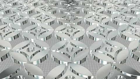 Field of Rotating White Figures, Exclusive, 3D Render, Reflection, Background Stock Footage 268707876